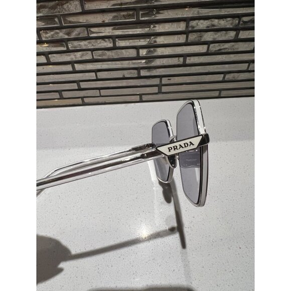 Prada Ladies Sunglasses Silver geometric Lens Square PR56YS - Picture 5 of 11